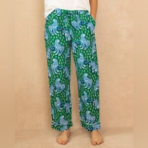 Printfresh Tiger Queen Pajama Pants Green Jade Small Organic Cotton Lounge